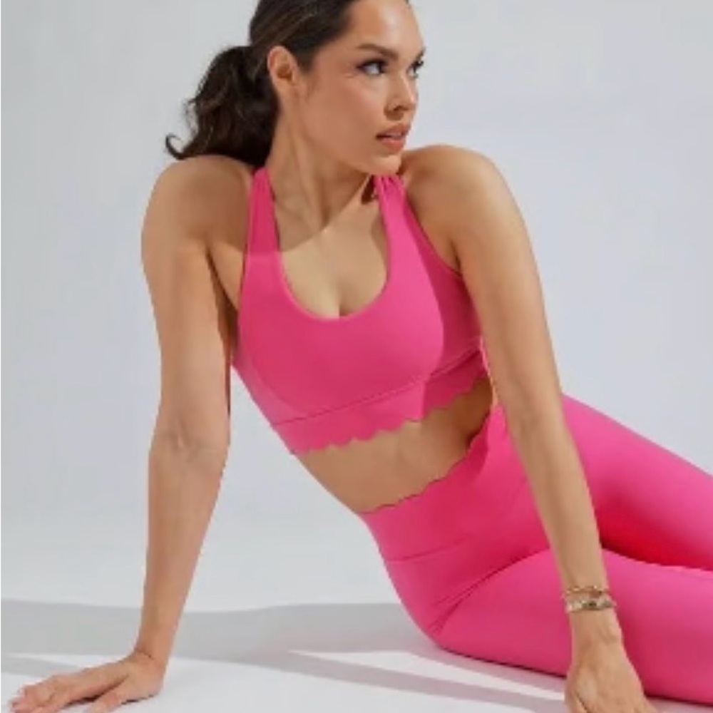 BuffBunny Hot Pink Scalloped Sports Bra